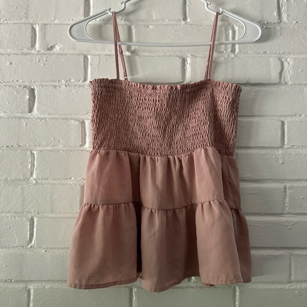 Elegant Pink Smocked Women's Top